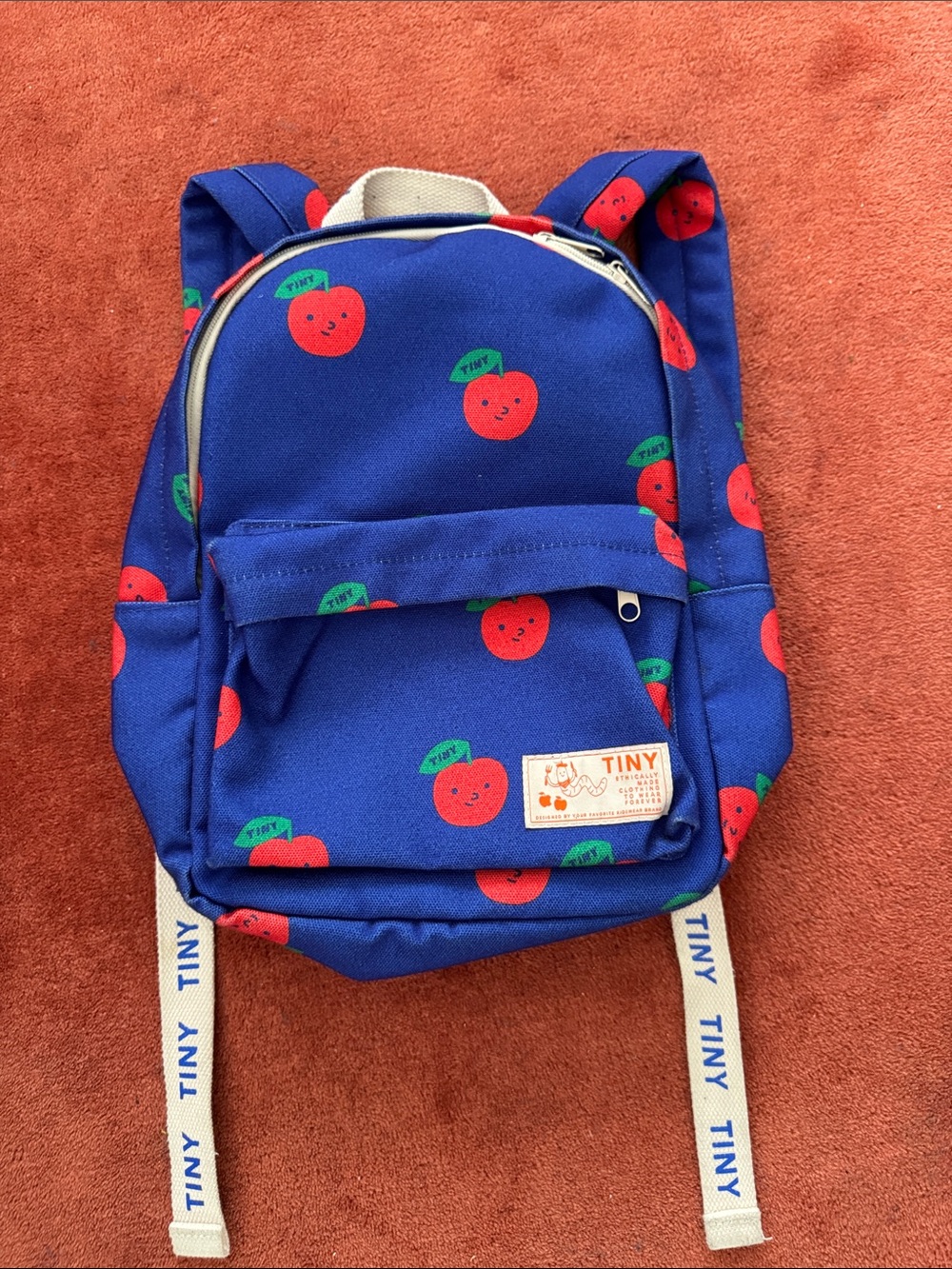 Tiny Kids' Blue Apple Print Backpack